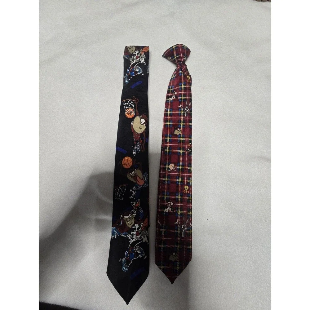 Vintage Looney Tunes Kids Tie Set – 1996 Taz Bugs Tweety Novelty Neckties – Made